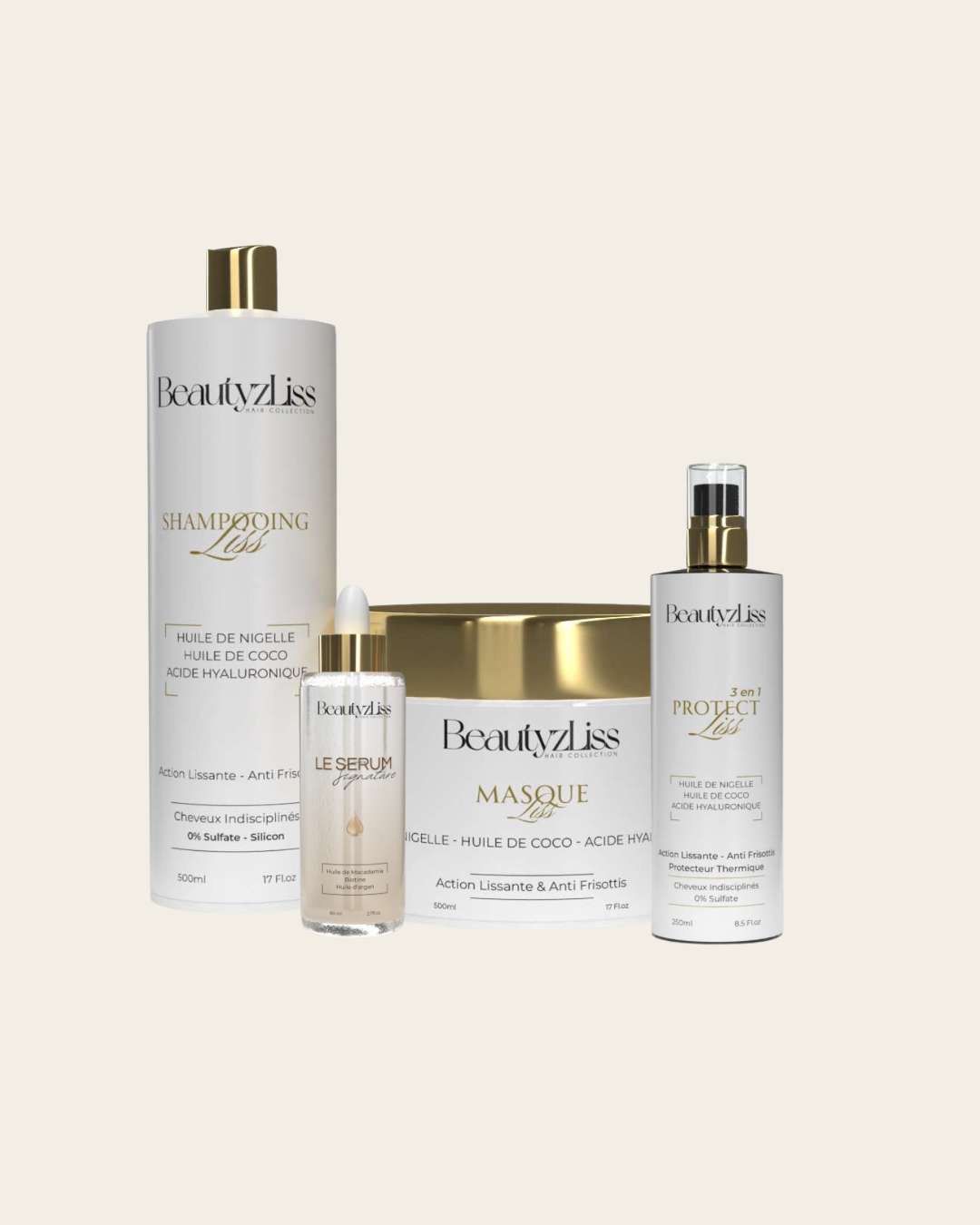 Lot Complet Perfect Liss  Shampooing Masque Sérum et Protect liss
